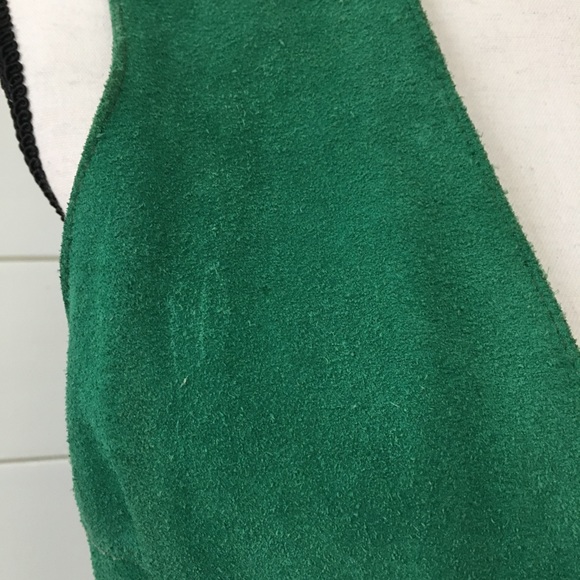 SOLD :: Vintage 60s Green Suede Belted Vest - Picture 5 of 8